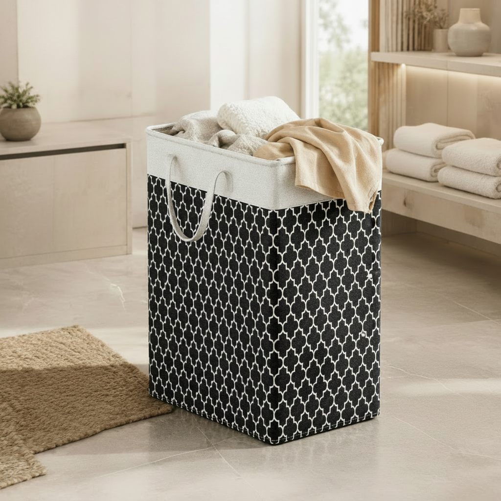 75L Waterproof Foldable Laundry Basket Fabric Clothes Hamper with Handles