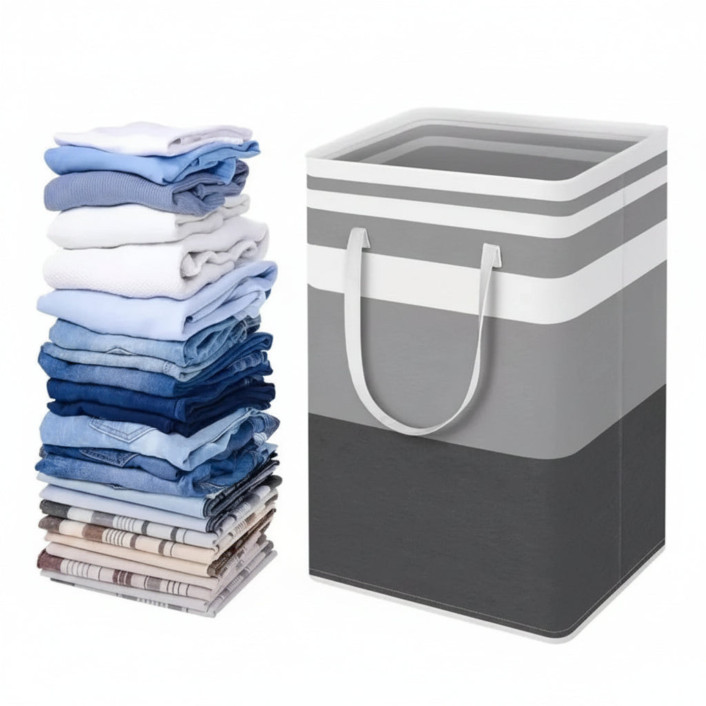 75L Waterproof Foldable Laundry Basket Fabric Clothes Hamper with Handles