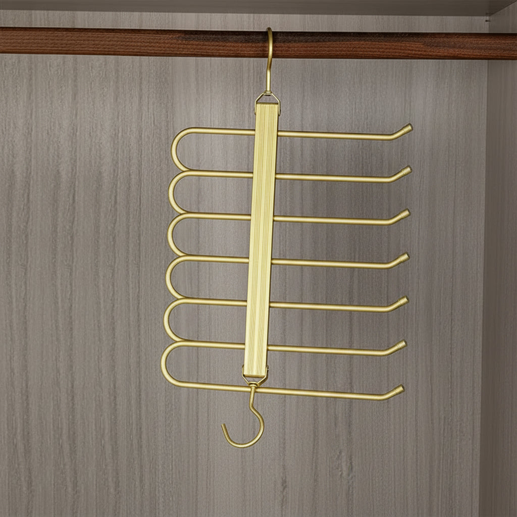 Space-Saving Aluminium Trouser Hanger for Up to 6 Pairs