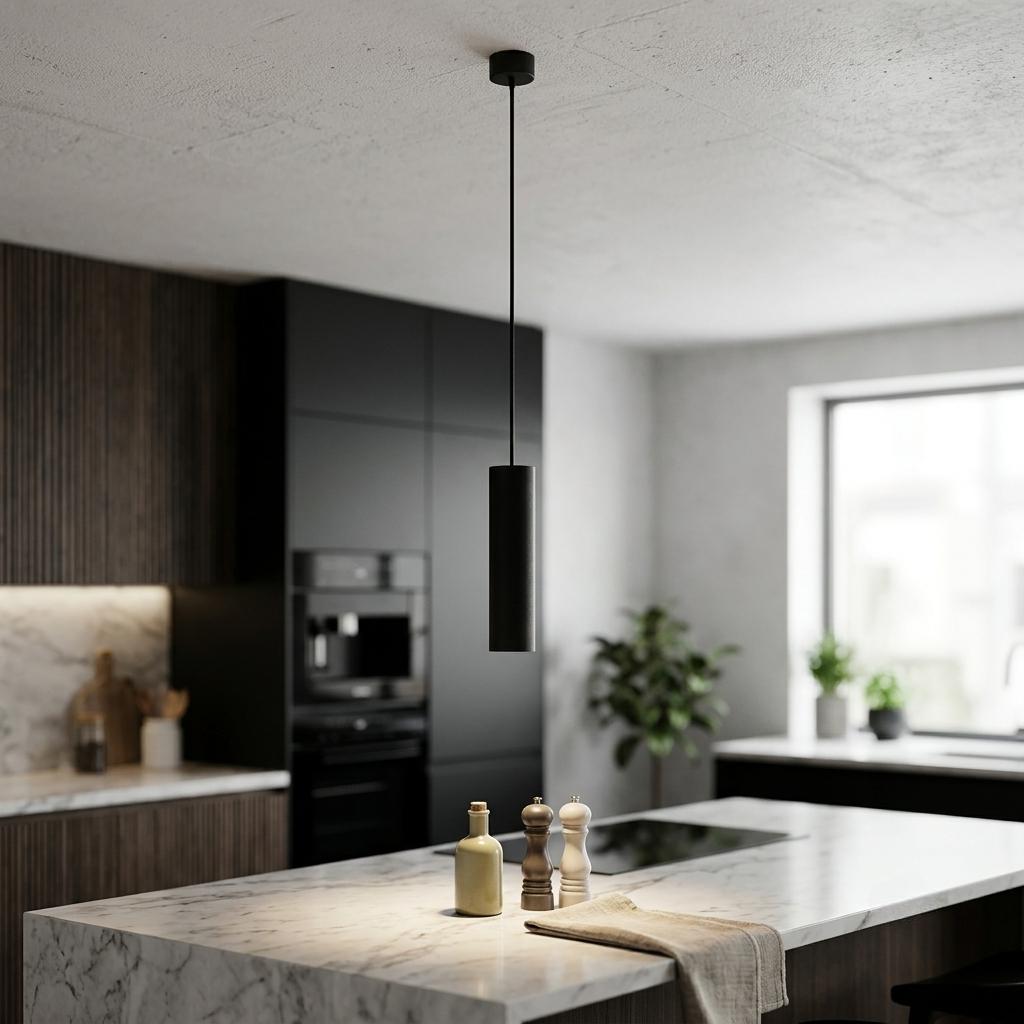 Black Aluminum Tube Pendant Light