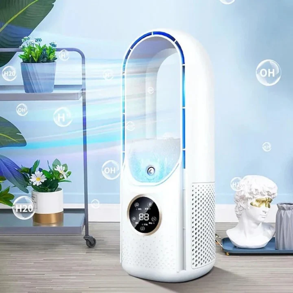 Quiet Bladeless Mist Fan with Night Mode, 24-Hour Timer and 7-Colour Light
