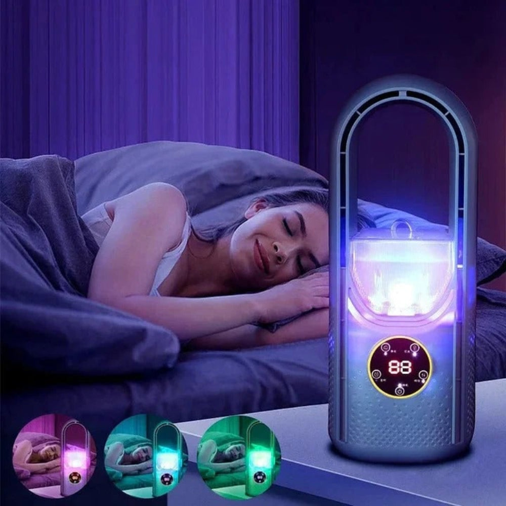 Quiet Bladeless Mist Fan with Night Mode, 24-Hour Timer and 7-Colour Light