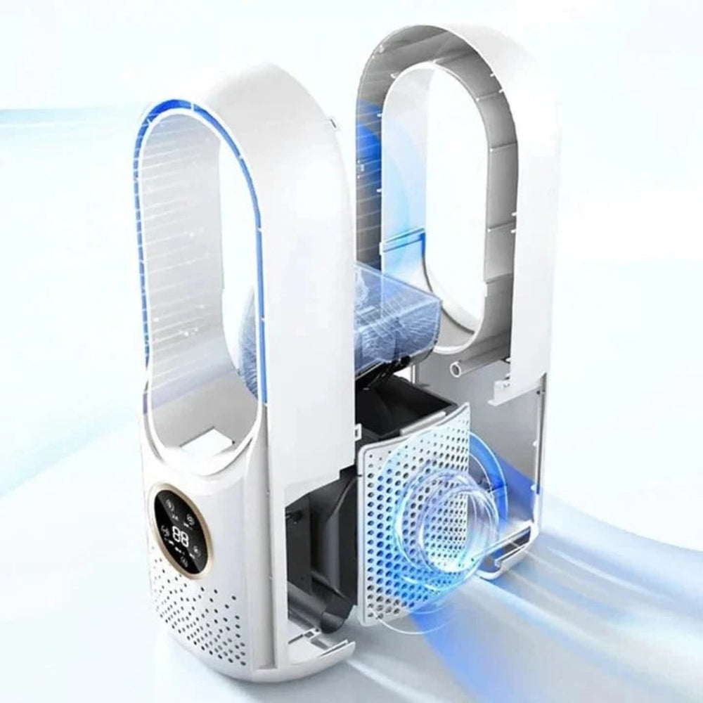 Quiet Bladeless Mist Fan with Night Mode, 24-Hour Timer and 7-Colour Light