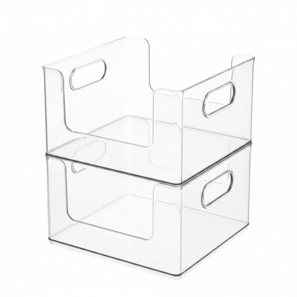 Clear Stackable Open-Front Pantry Storage Bin