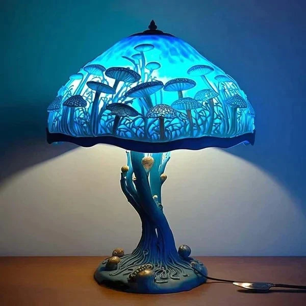 Colorful Stained Glass Table Lamp with Dimmable Light and Decorative Design