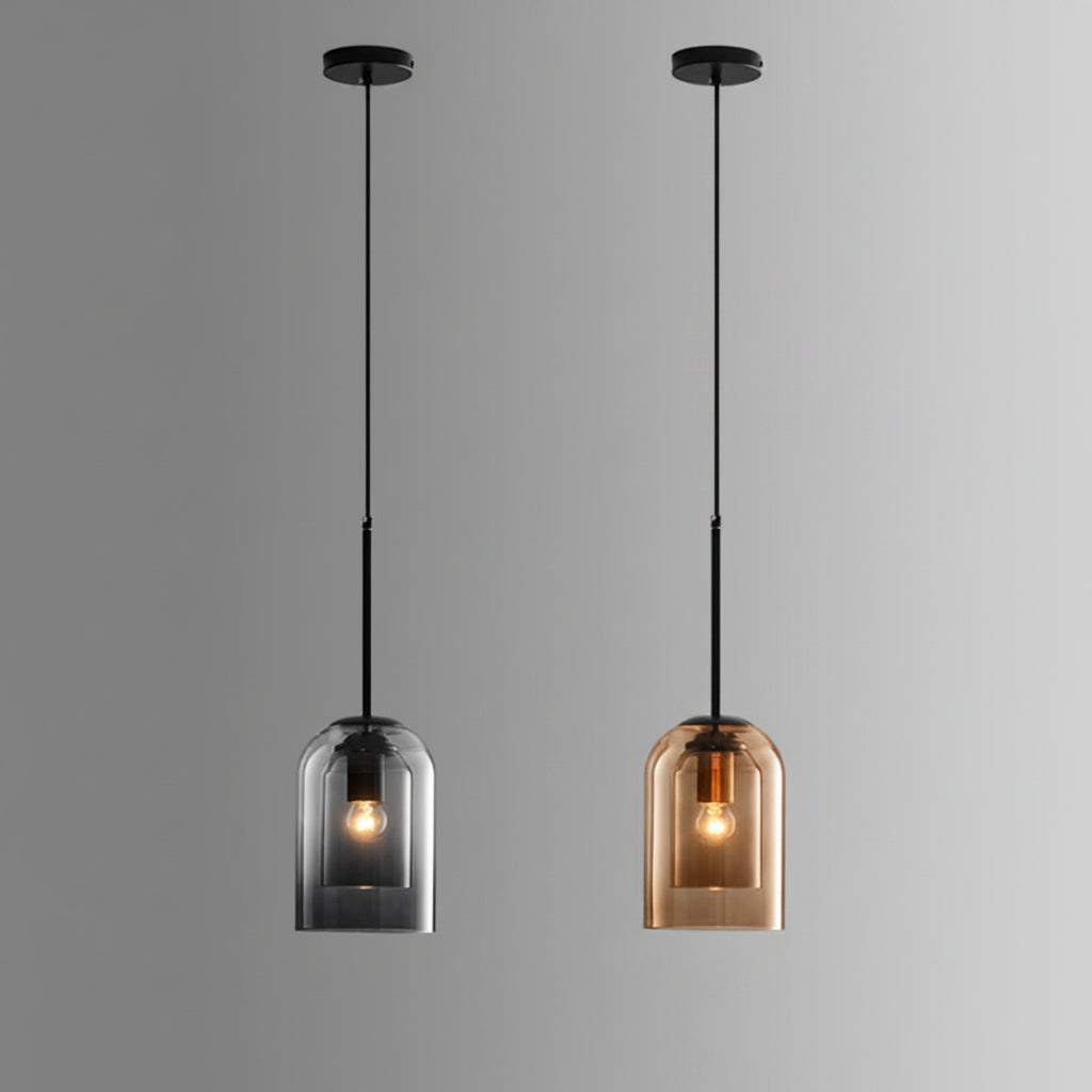 Coloured Glass Hanging Lamp with Adjustable Cord