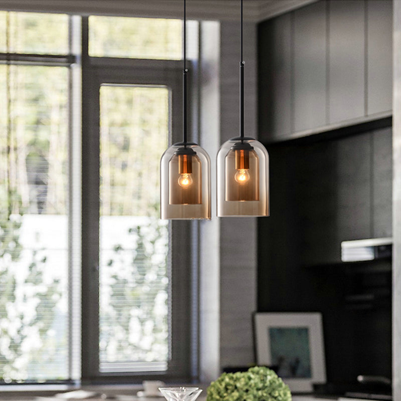 Coloured Glass Hanging Lamp with Adjustable Cord