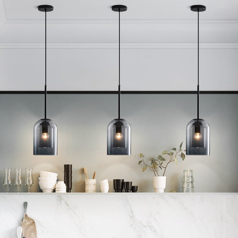 Coloured Glass Hanging Lamp with Adjustable Cord