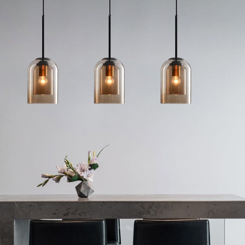 Coloured Glass Hanging Lamp with Adjustable Cord