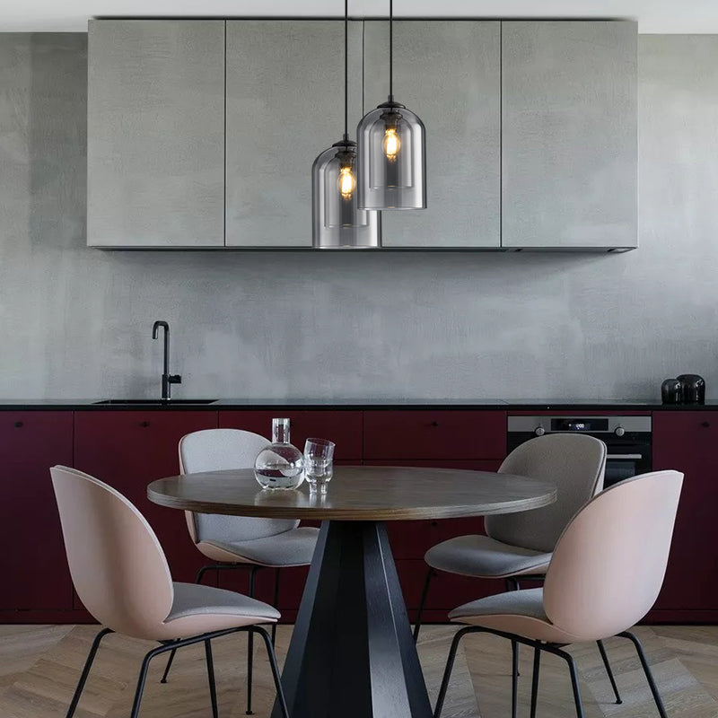 Coloured Glass Hanging Lamp with Adjustable Cord