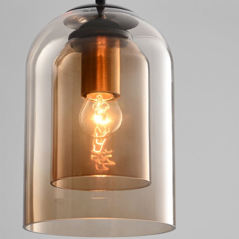 Coloured Glass Hanging Lamp with Adjustable Cord
