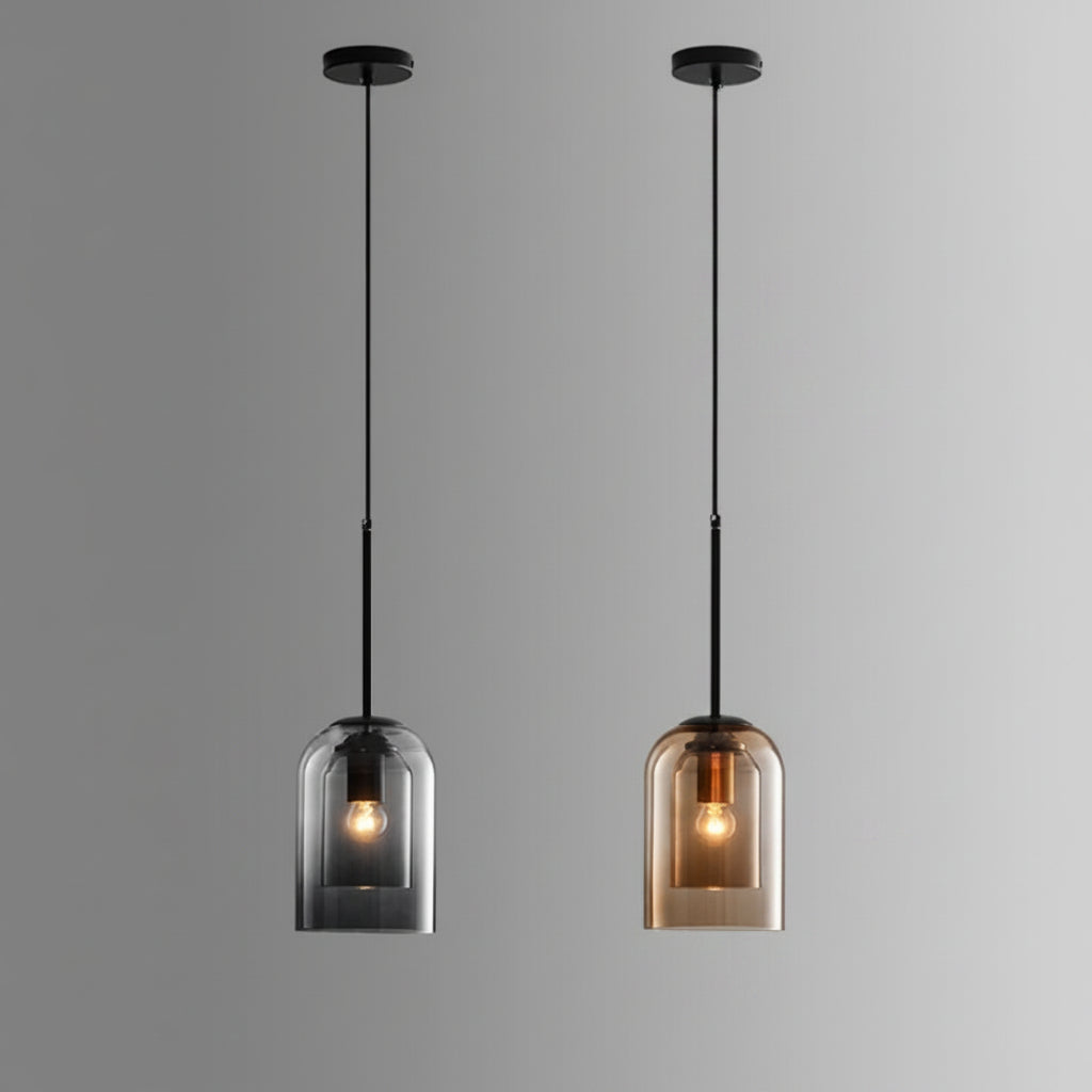 Coloured Glass Hanging Lamp with Adjustable Cord