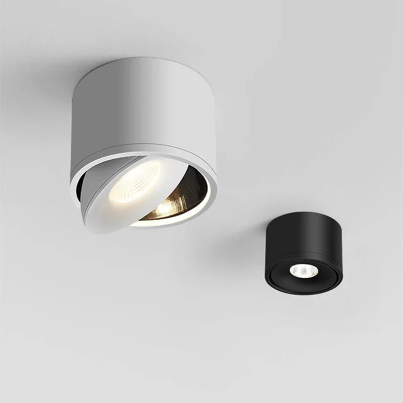 Dimmable Surface-Mounted LED Ceiling Spotlight with Adjustable Beam