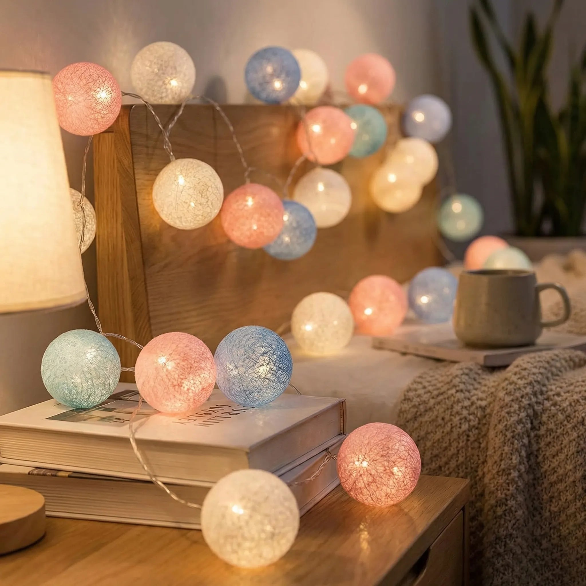 Decorative String Lights with Soft LED Cotton Balls