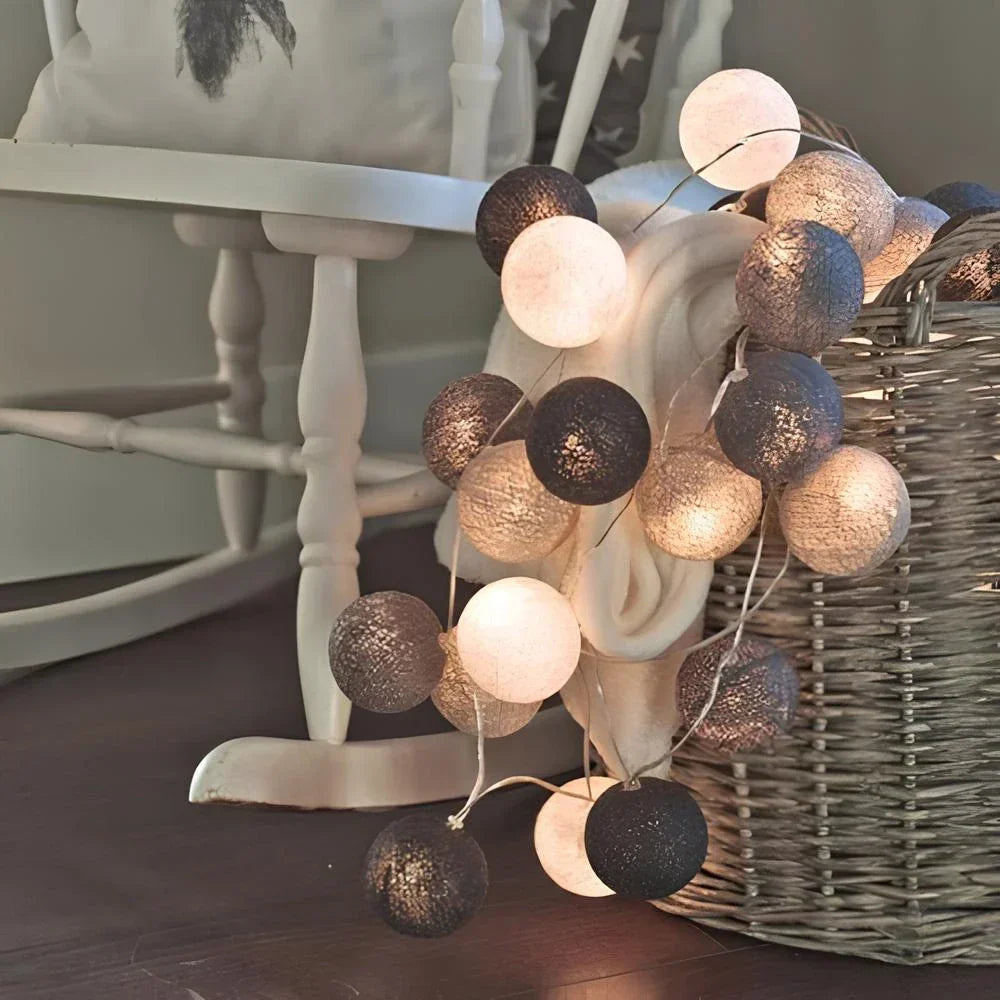 Decorative String Lights with Soft LED Cotton Balls