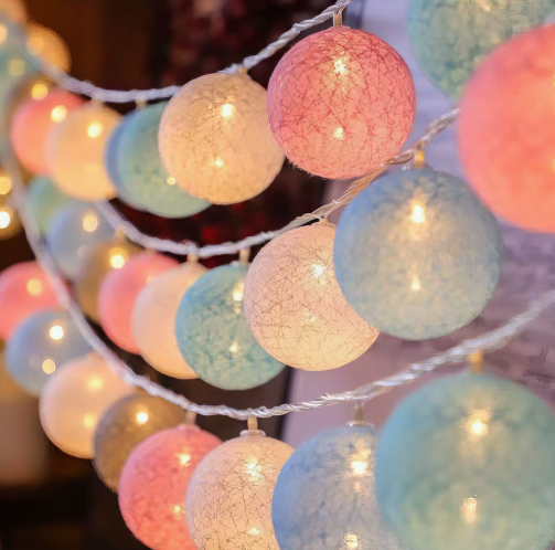 Decorative String Lights with Soft LED Cotton Balls