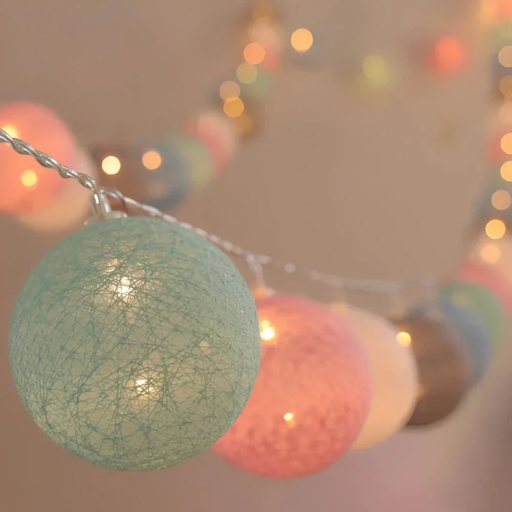 Decorative String Lights with Soft LED Cotton Balls