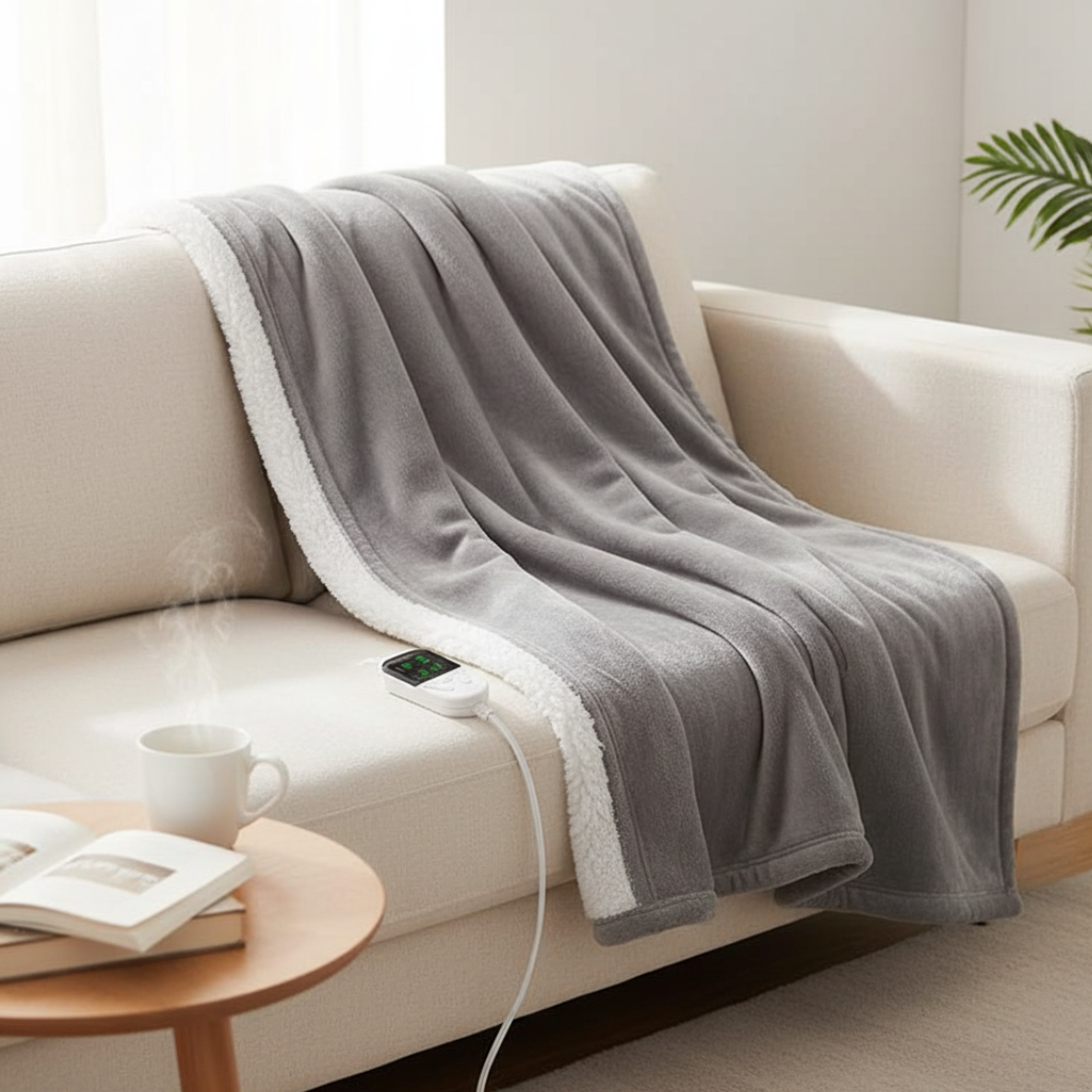 Electric Heated Microfleece Throw Blanket