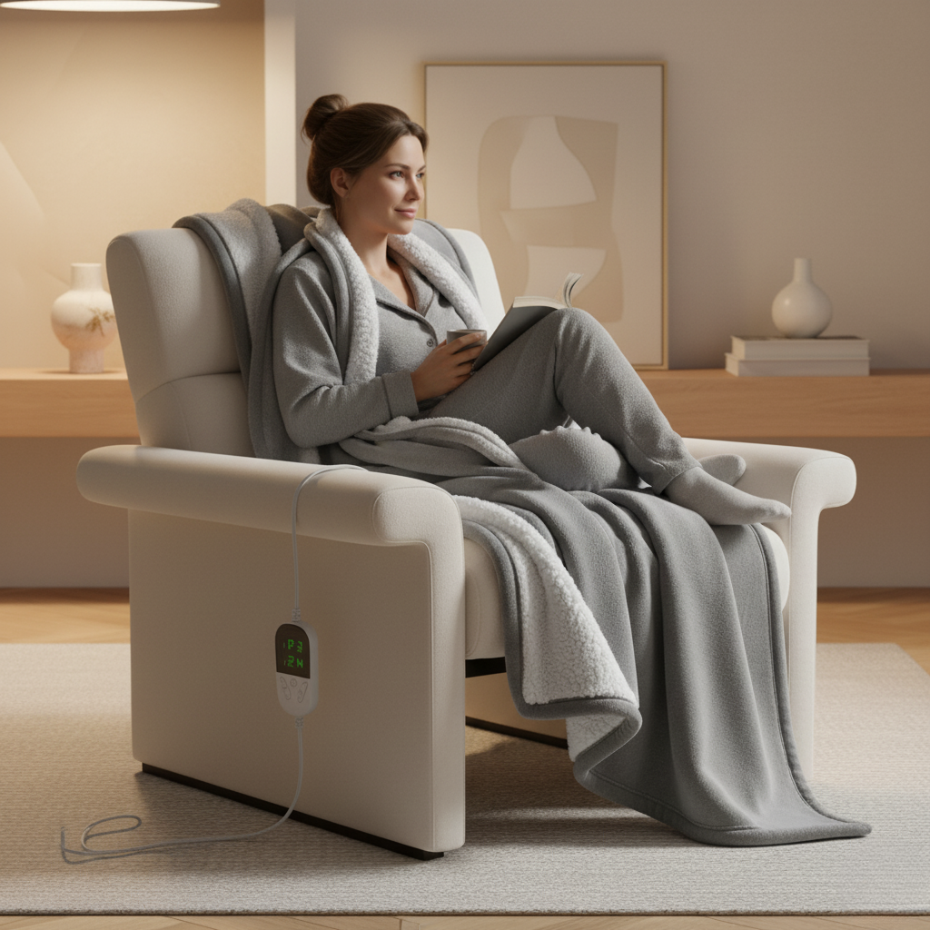 Electric Heated Microfleece Throw Blanket
