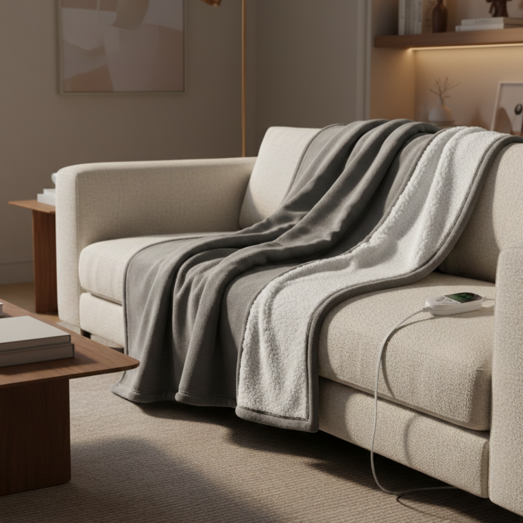 Electric Heated Microfleece Throw Blanket