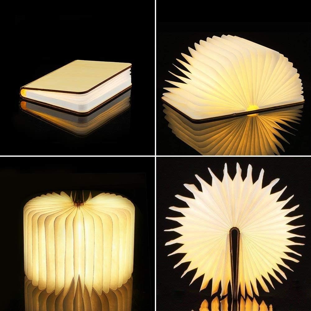 Foldable Rechargeable Table Lamp 360° Portable Wooden Book Light
