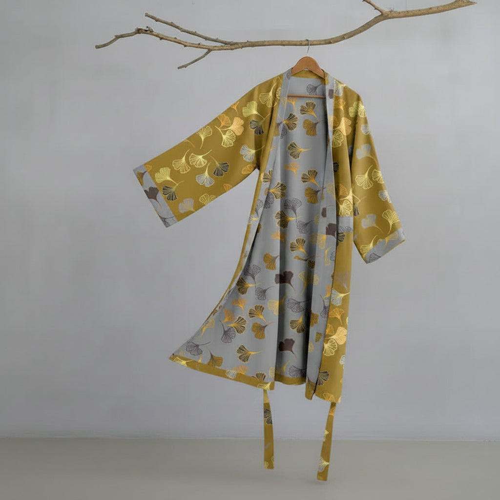 Ginkgo Biloba Leaf Pattern Bathrobe