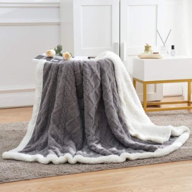 Grey Double Fleece Bed and Sofa Cover