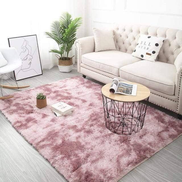 High-Pile Tie-Dye Area Rug with Memory Foam and Non-Slip Backing