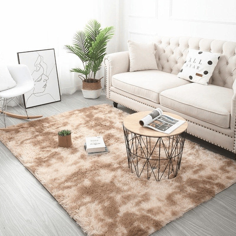 High-Pile Tie-Dye Area Rug with Memory Foam and Non-Slip Backing