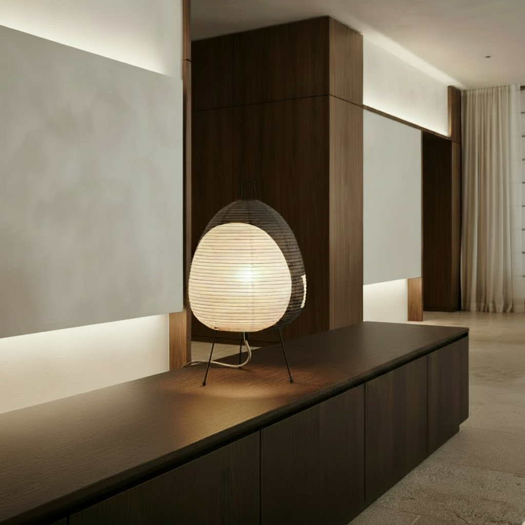Japanese Wabi-Sabi Rice Paper Table and Floor Lamp