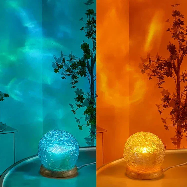 LED Wave Projection Table Lamp Dimmable Crystal Effect Ambient Light