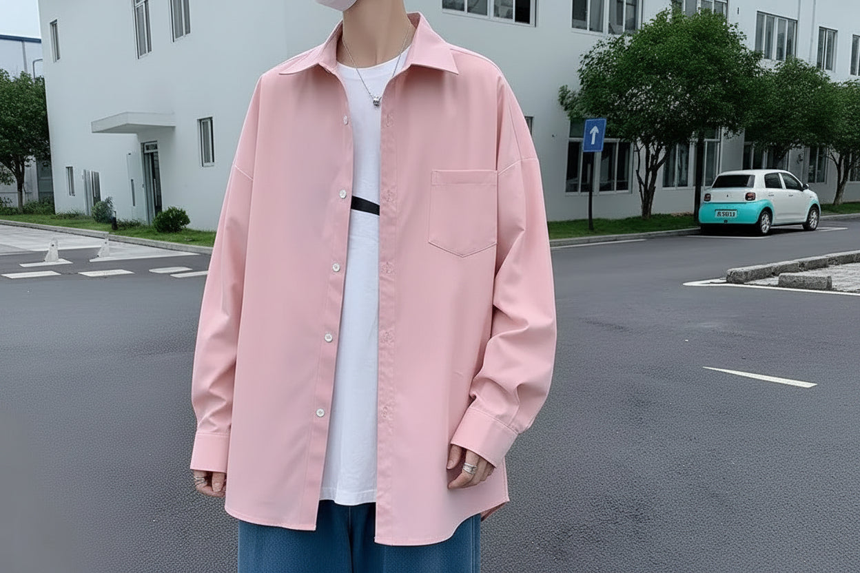 Men’s Chain-Detail Button-Up Shirt