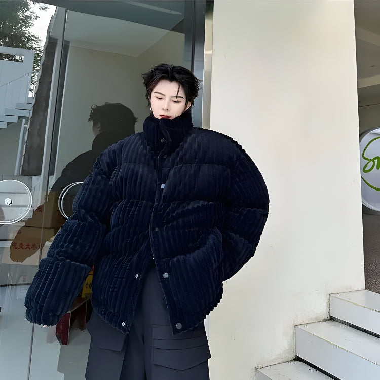 Men’s Corduroy Button-Up Puffer Jacket