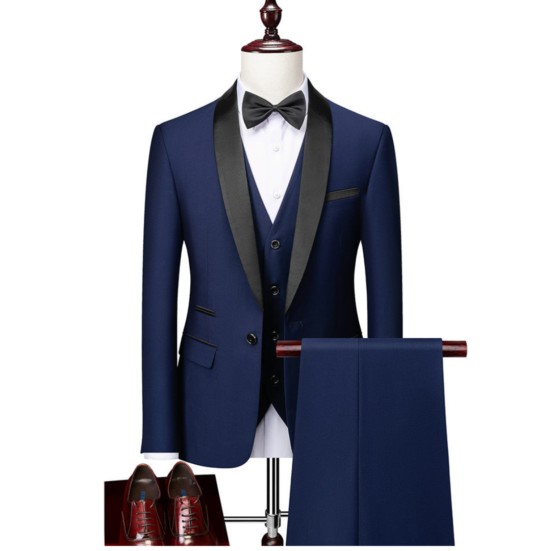 Men's Three-Piece Wedding Guest Suit Jacket Vest Trousers Formal Outfit