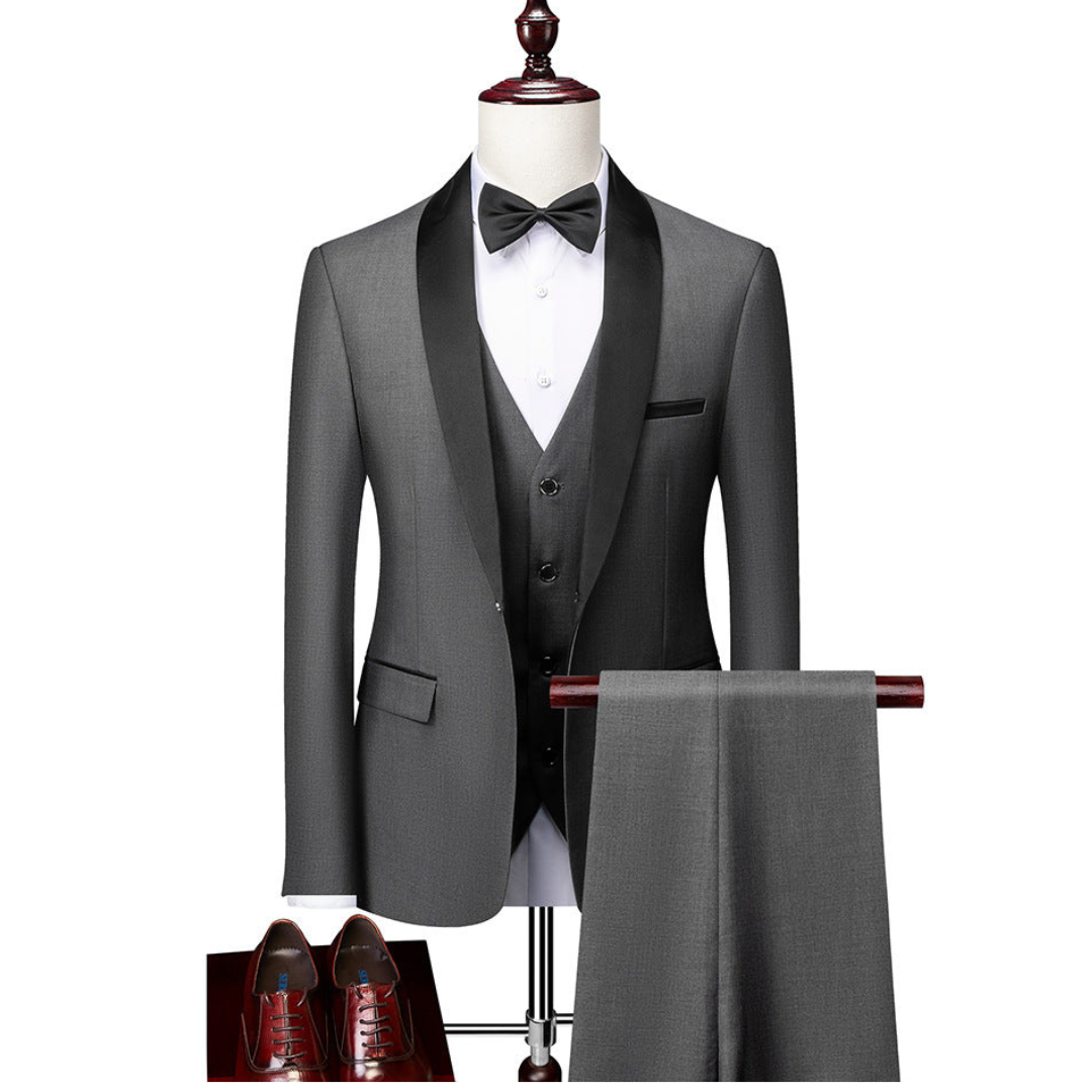 Men's Three-Piece Wedding Guest Suit Jacket Vest Trousers Formal Outfit