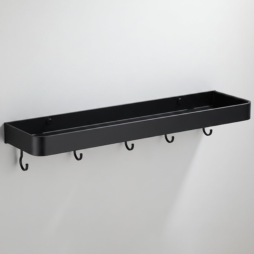 Black Aluminium Wall Shelf with Perforated Drainage Base