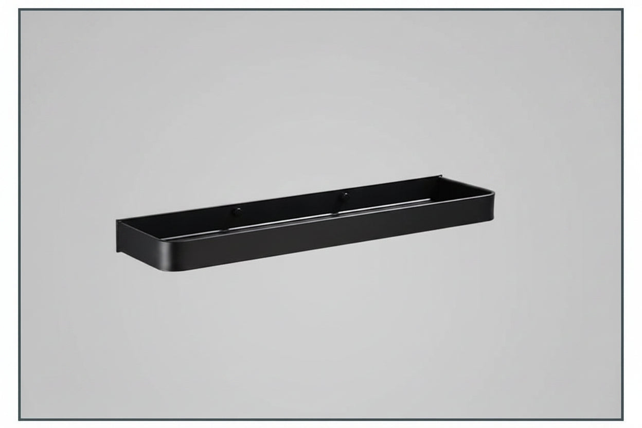 Black Aluminium Wall Shelf with Perforated Drainage Base