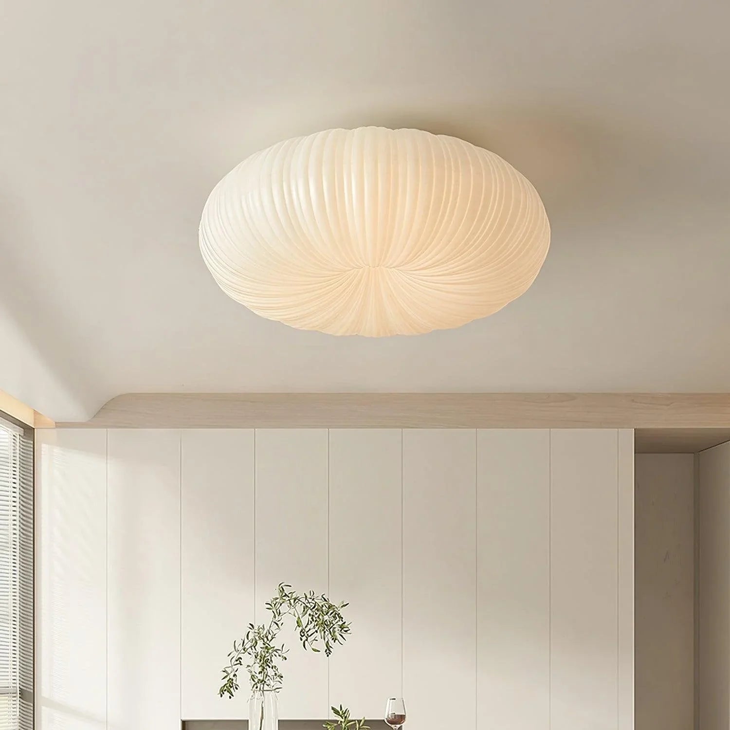 Minimalist Shell-Inspired Ceiling Light with Organic Japandi Design