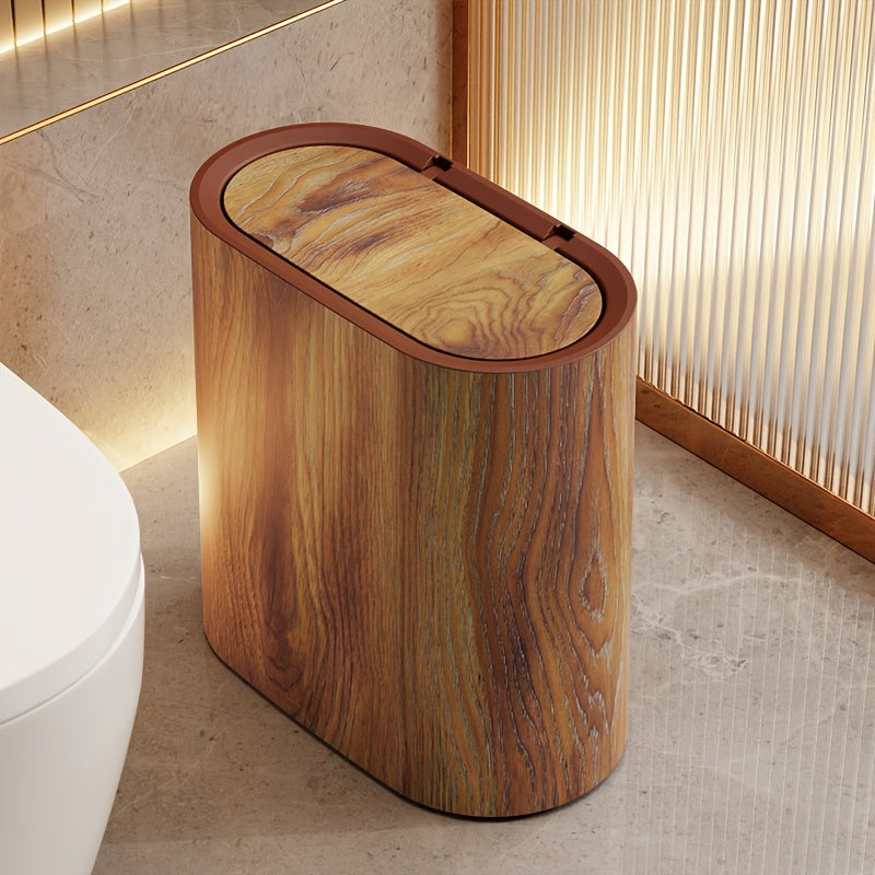 Modern Marble Trash Can with Lid, Oval Bathroom and Kitchen Waste Bin