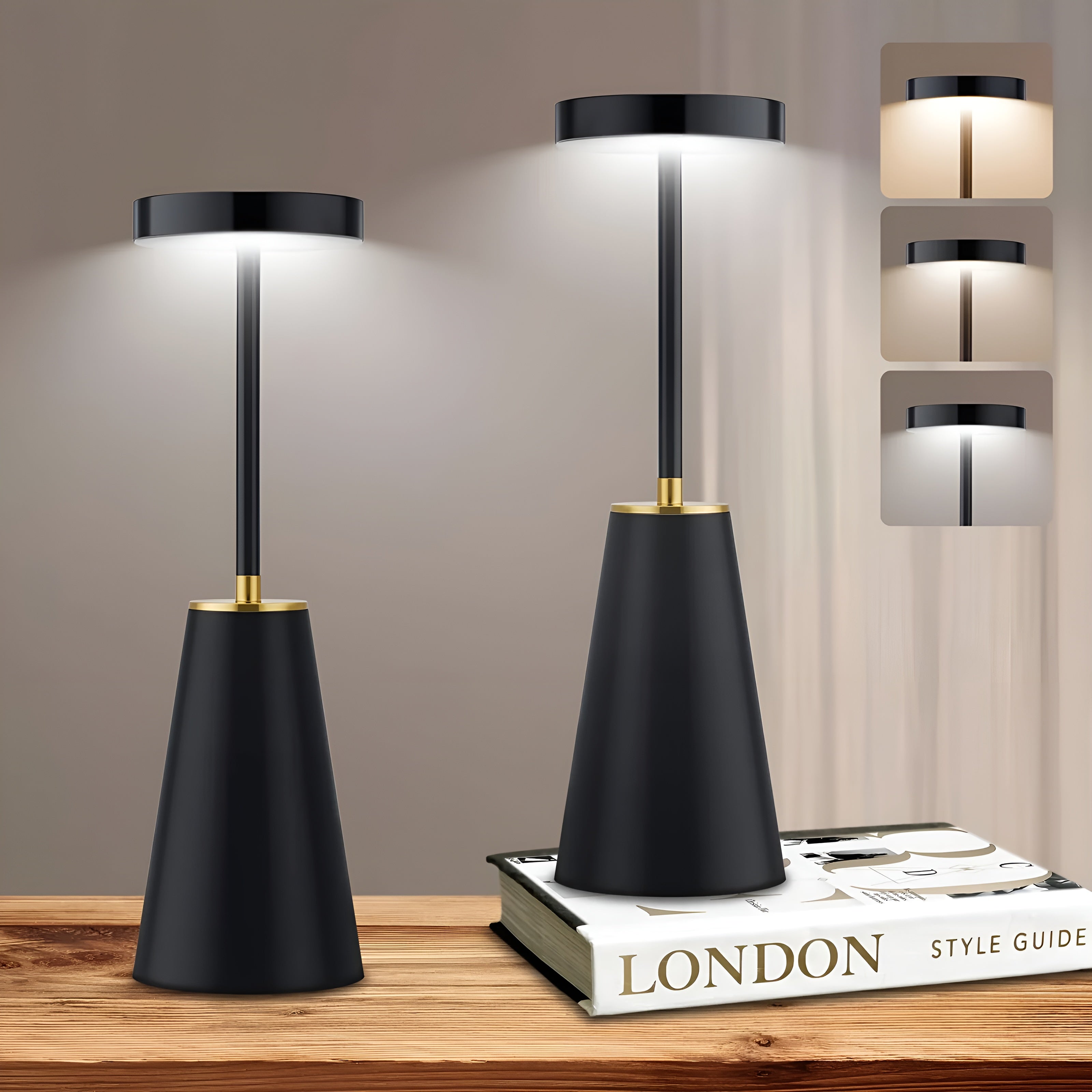 Rechargeable Cordless Metal Table Lamp with Touch Control and Adjustable Colour Temperature