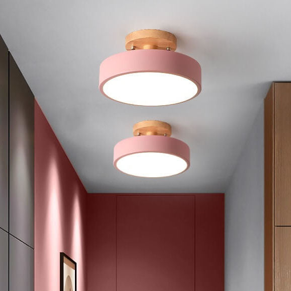 Modern Round Semi-Flush Mount LED Ceiling Light with Adjustable Color Temperature