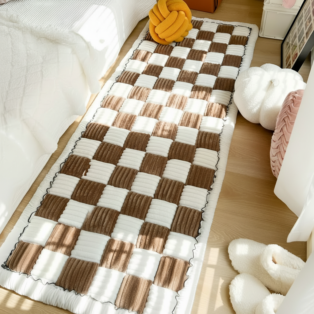 Non-Slip Checkered Plush Pet Mat