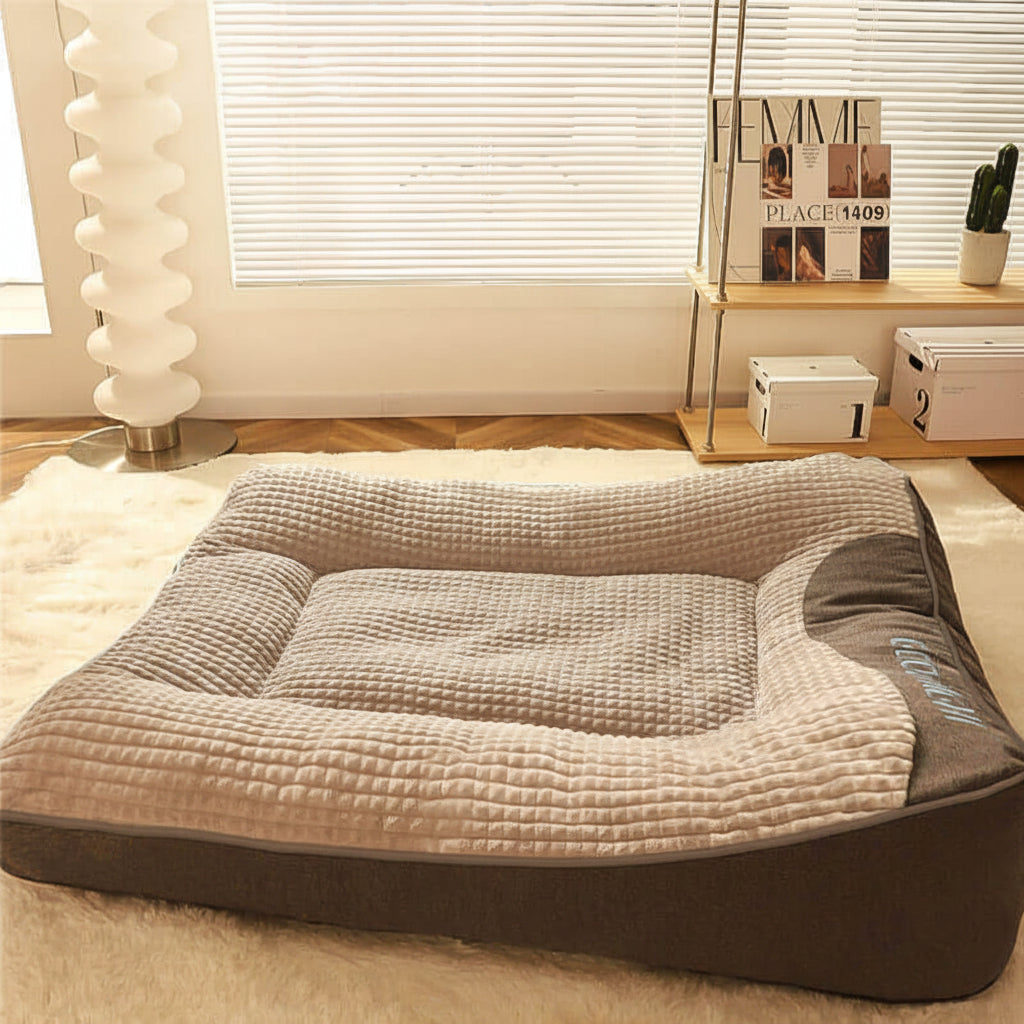 Dog Bed with Raised Headrest