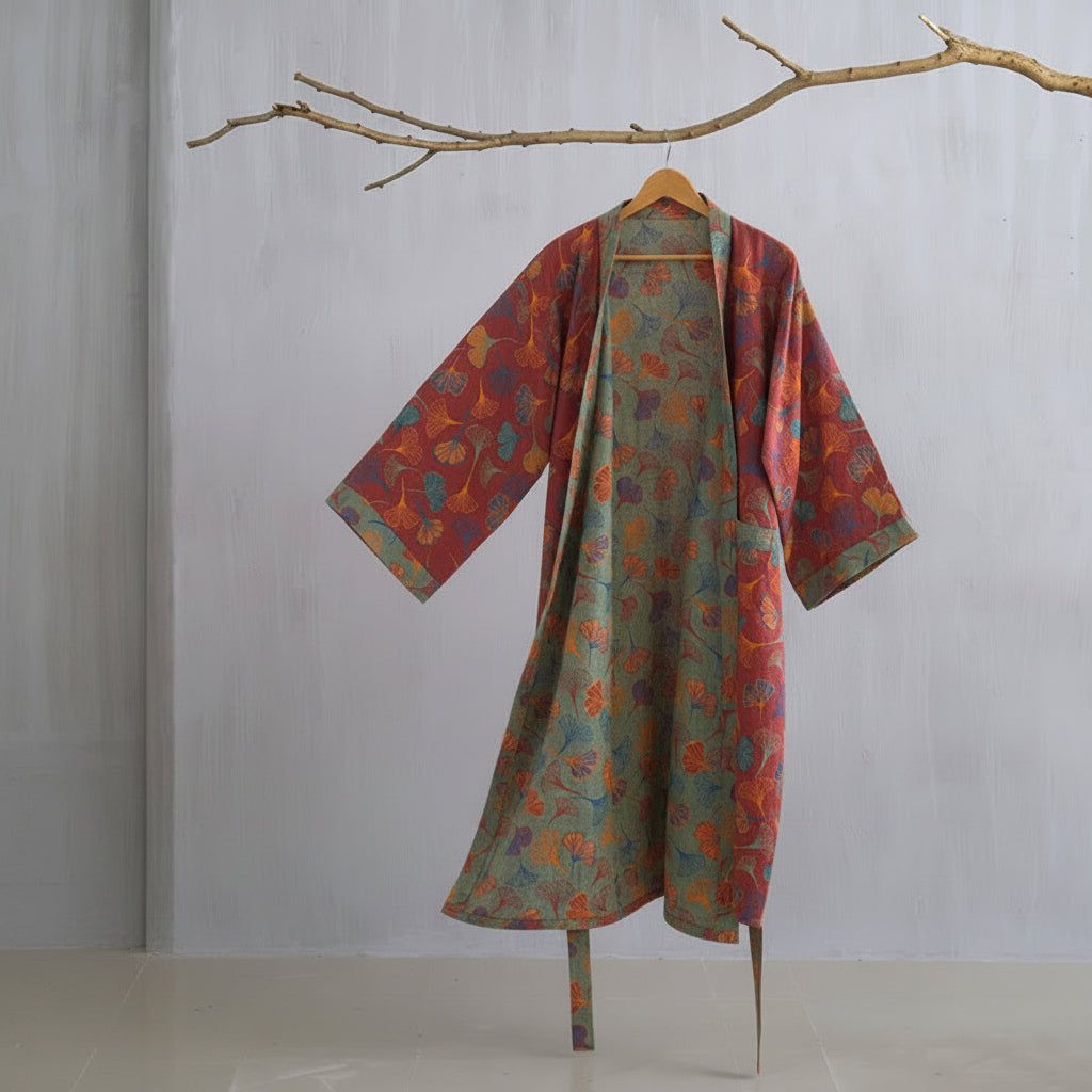 Ginkgo Biloba Leaf Pattern Bathrobe