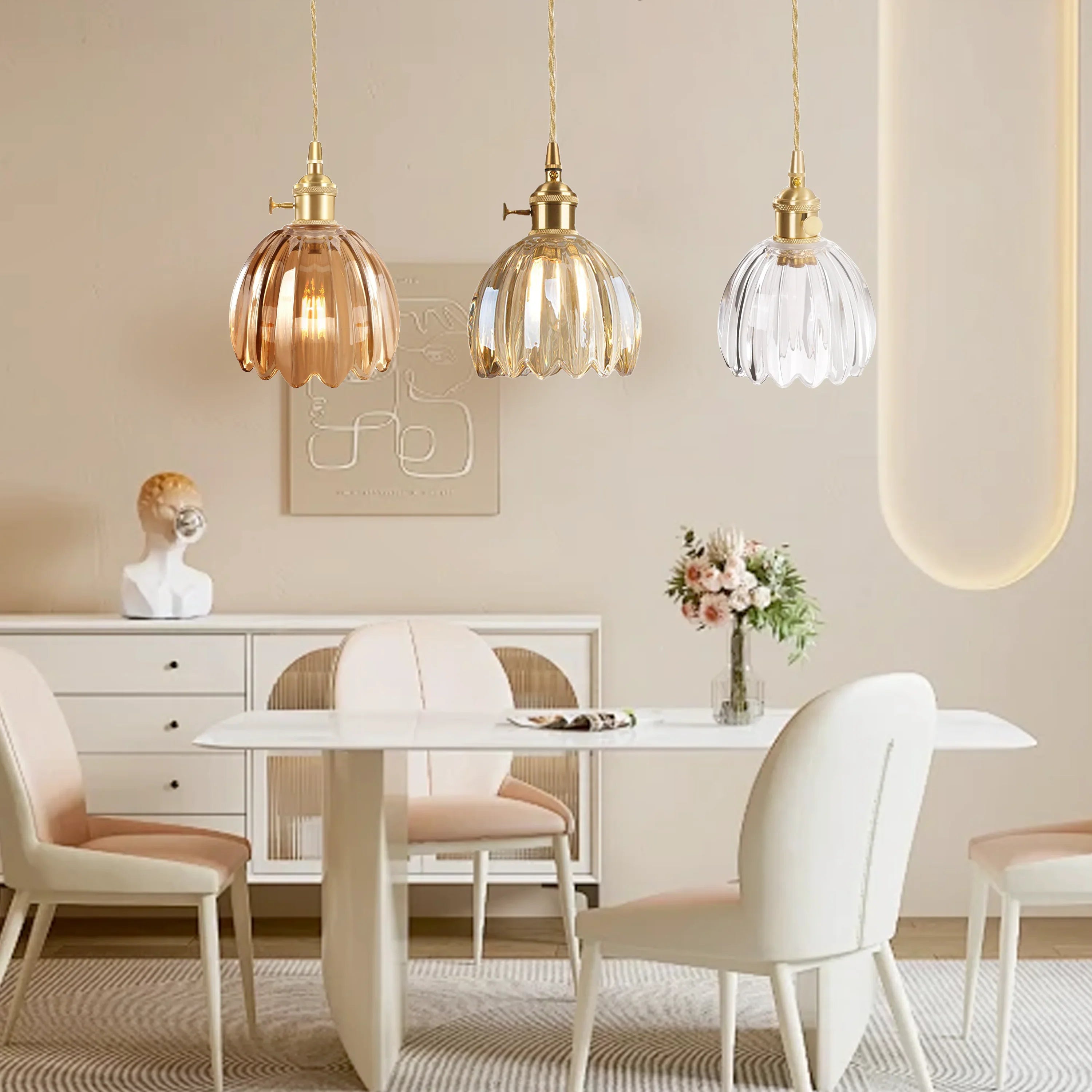 Petite Glass Flower Pendant Light with Elegant Petal Design