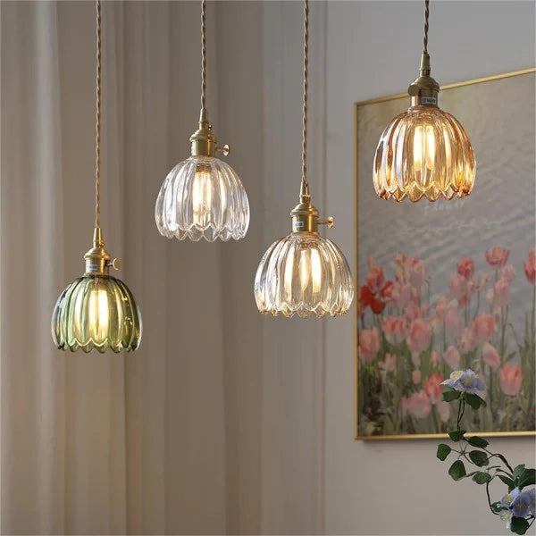 Petite Glass Flower Pendant Light with Elegant Petal Design