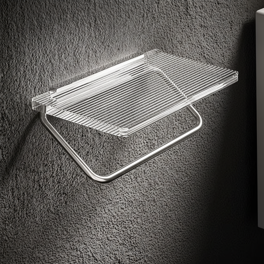 Wall-Mounted Metal Toilet Roll Holder with Integrated Storage Shelf