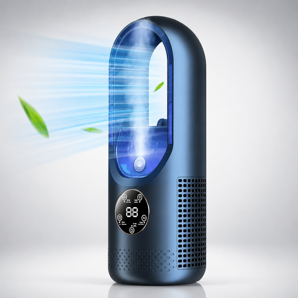 Portable Bladeless Mini Desk Fan with Quiet Night Mode and LED Display