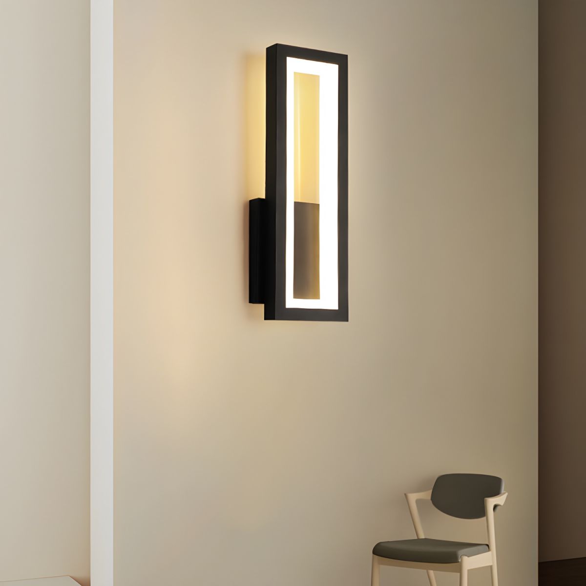 Rectangular LED Wall Light with Illuminated Frame