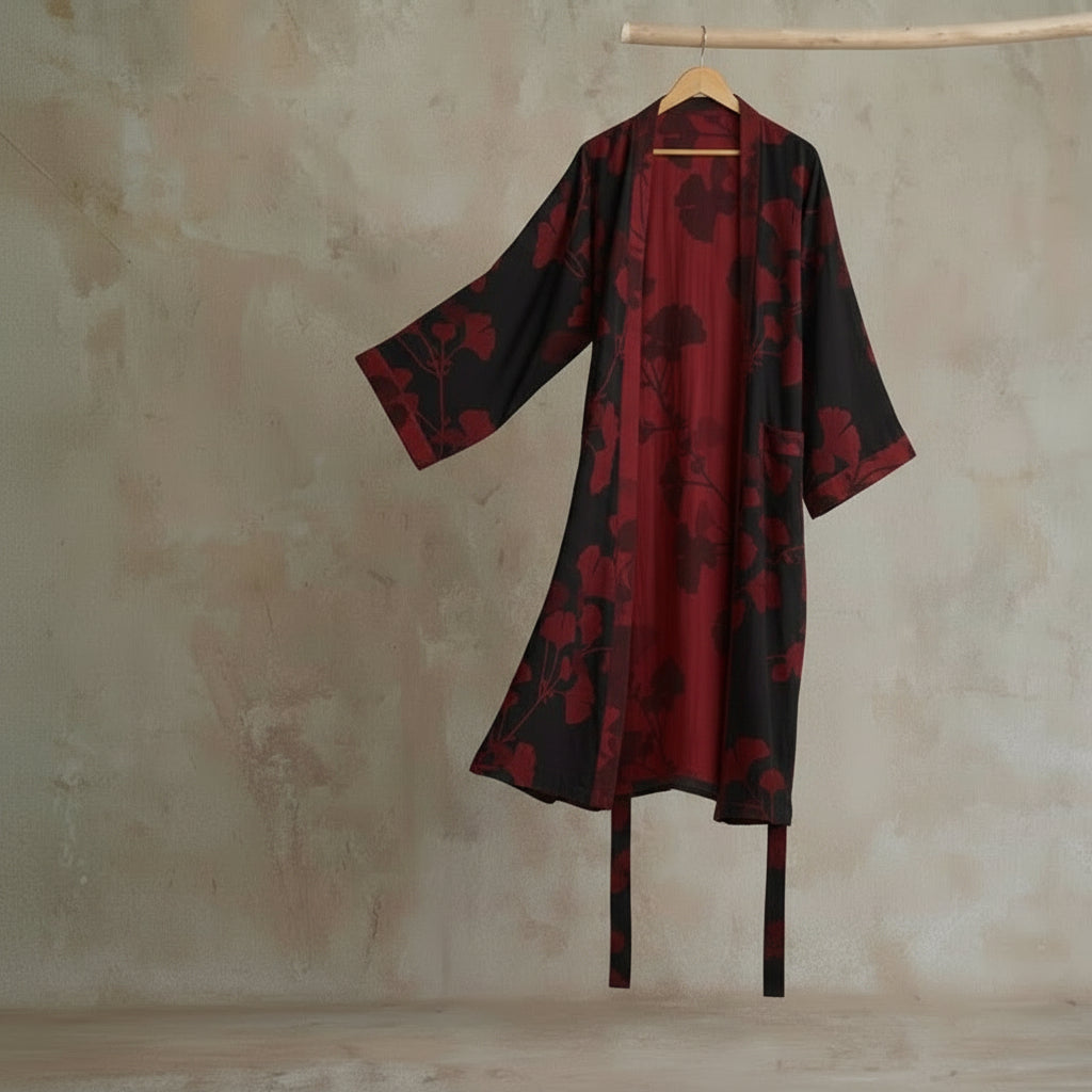 Reversible Cotton Kimono Bathrobe
